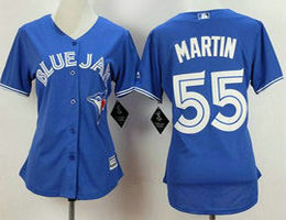Women's Toronto Blue Jays #55 Russell Martin Blue New Majestic Authentic Stitched MLB Jersey