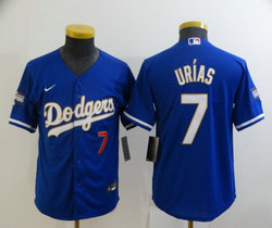 Youth Nike Los Angeles Dodgers #7 Julio Urias Blue Gold Blue Number Champions Authentic Stitched MLB Jersey
