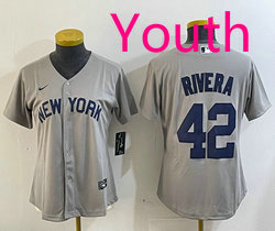 Youth Nike New York Yankees #42 Mariano Rivera Gray Authentic Stitched MLB Jersey