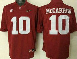 Youth Alabama Crimson Tide #10 AJ McCarron Red Authentic Stitched NCAA Jersey