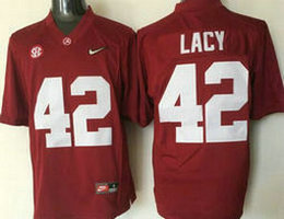 Youth Alabama Crimson Tide #42 Eddie Lacy Red Authentic Stitched NCAA Jersey