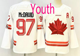 Youth Canada #97 Connor McDavid White Olympics Hockey Stitched Jersey