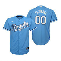 Youth Custom Nike Kansas City Light Blue Game Authentic Stitched MLB Jersey