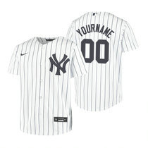 Youth Custom Nike New York Yankees White Game Authentic Stitched MLB Jersey