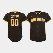 Youth Custom Nike San Diego Padres Brown Game Authentic Stitched MLB Jersey