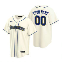 Youth Custom Nike Seattle Mariners Cream Game Authentic Stitched MLB jersey