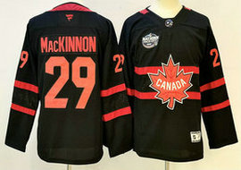 Youth Fanatics Canada #29 Nathan MacKinnon Black 2025 4 Nations Face-Off Premium Stitched Jersey