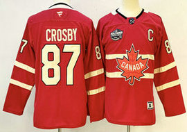 Youth Fanatics Canada #87 Sidney Crosby Red 2025 4 Nations Face-Off Premium Stitched Jersey