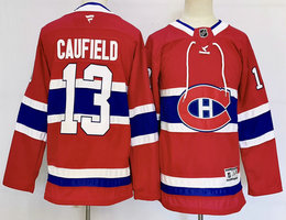 Youth Fever Montreal Canadiens #13 Cole Caufield Red Authentic Stitched NHL jersey