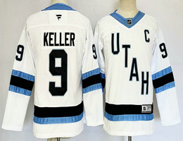 Youth Fanatics Utah #9 Clayton Keller White C patch Authentic Stitched NHL Jersey