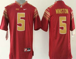 Youth Florida State Seminoles #5 Jameis Winston Red Authentic Stitched NCAA Jersey