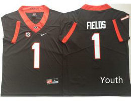 Youth Georgia Bulldogs #1 Justin Fields Black Vapor Untouchable College Football Limited Jersey