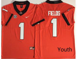 Youth Georgia Bulldogs #1 Justin Fields Red Vapor Untouchable College Football Limited Jersey