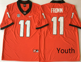 Youth Georgia Bulldogs #11 Jake Fromm Red Vapor Untouchable Authentic Stitched NCAA Jersey