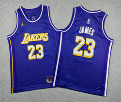 Youth Jordon Los Angeles Lakers #23 Lebron James Purple 2026 City With Advertising NBA jersey