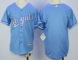 Youth Kansas City Light Blue Blank New Majestic Authentic Stitched MLB Jersey