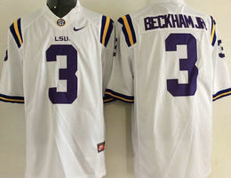 Youth LSU Tigers #3 Odell Beckham Jr White Stitched NCAA Jerseys