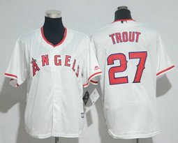 Youth Los Angeles Angels of Anaheim #27 Mike Trout White Authentic stitched MLB jersey