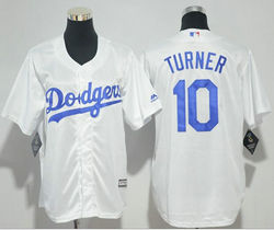 Youth Los Angeles Dodgers #10 Justin Turner White New Majestic Authentic Stitched MLB Jersey