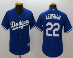Youth Los Angeles Dodgers #22 Clayton Kershaw Blue New Majestic Authentic Stitched MLB Jersey