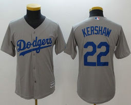Youth Los Angeles Dodgers #22 Clayton Kershaw Grey Authentic Stitched MLB Jersey
