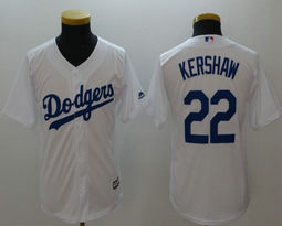 Youth Los Angeles Dodgers #22 Clayton Kershaw White New Majestic Authentic Stitched MLB Jersey