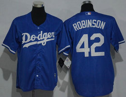 Youth Los Angeles Dodgers #42 Jackie Robinson Blue New Majestic Authentic Stitched MLB jersey