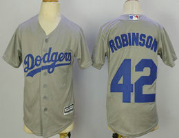 Youth Los Angeles Dodgers #42 Jackie Robinson Grey Authentic Stitched MLB Jersey