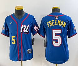 Youth National League #5 Freddie Freeman Blue 2025 All-Star Jersey