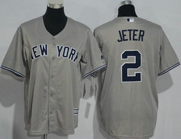 Youth New York Yankees #2 Derek Jeter Grey Authentic stitched MLB jersey