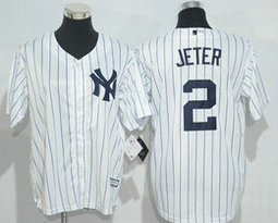 Youth New York Yankees #2 Derek Jeter White Authentic stitched MLB jersey