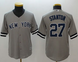 Youth New York Yankees #27 Giancarlo Stanton Grey Authentic Stitched MLB jersey