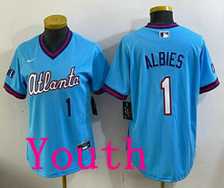 Youth Nike Atlanta Braves #1 Ozzie Albies Powder Blue 2026 City Stadium Jersey