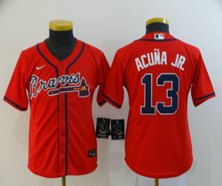 Youth Nike Atlanta Braves #13 Ronald Acuna Jr Red Game Authentic Stitched MLB Jersey
