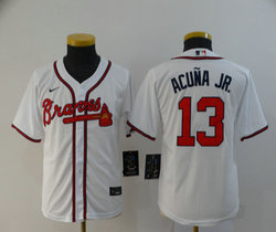 Youth Nike Atlanta Braves #13 Ronald Acuna Jr White Game Authentic Stitched MLB Jersey