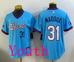 Youth Nike Atlanta Braves #31 Greg Maddux Powder Blue 2026 City Stadium Jersey