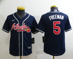 Youth Nike Atlanta Braves #5 Freddie Freeman Navy Blue Authentic Stitched MLB Jersey