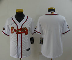 Youth Nike Atlanta Braves Blank White Gold Red number Champions Game Authentic Stitched MLB Jersey