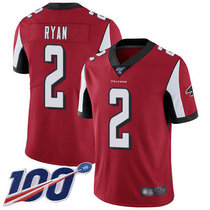 Youth Nike Atlanta Falcons #2 Matt Ryan 100th Season Red Vapor Untouchable Limited Authentic Stitched NFL Jersey