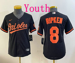 Youth Nike Baltimore Orioles #8 Cal Ripken Black Game Authentic Stitched MLB Jersey