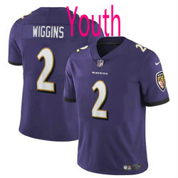 Youth Nike Baltimore Ravens #2 Nate Wiggins Purple 2024 Draft Vapor Untouchable Football Jersey
