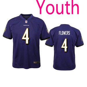 Youth Nike Baltimore Ravens #4 Zay Flowers Purple Authentic stitched NFL jersey