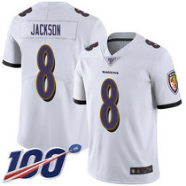 Youth Nike Baltimore Ravens #8 Lamar Jackson 100th Season White Vapor Untouchable Limited Authentic Stitched NFL Jersey