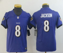 Youth Nike Baltimore Ravens #8 Lamar Jackson Purple Vapor Untouchable Limited Authentic Stitched NFL Jersey