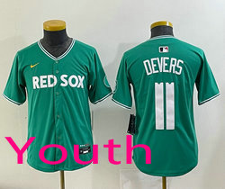 Youth Nike Boston Red Sox #11 Rafael Devers (no name) Green Joint Jersey