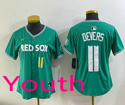 Youth Nike Boston Red Sox #11 Rafael Devers Green #11 front City Jersey