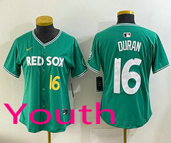 Youth Nike Boston Red Sox #16 Jarren Duran Green #16 front City Jersey