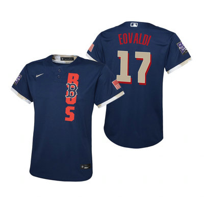 Youth Nike Boston Red Sox #17 Nathan Eovaldi 2021 All star Blue Game Authentic Stitched MLB Jersey