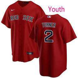 Youth Nike Boston Red Sox #2 Justin Turner Red Game Authentic stitched MLB jersey
