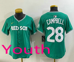 Youth Nike Boston Red Sox #28 Kristian Campbell Green City Jersey